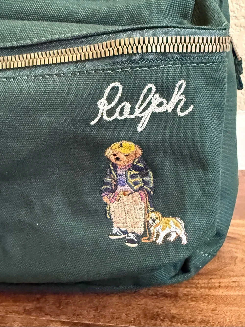 Polo by Ralph Lauren Dark Green Canvas Backpack with Embroidered Patches